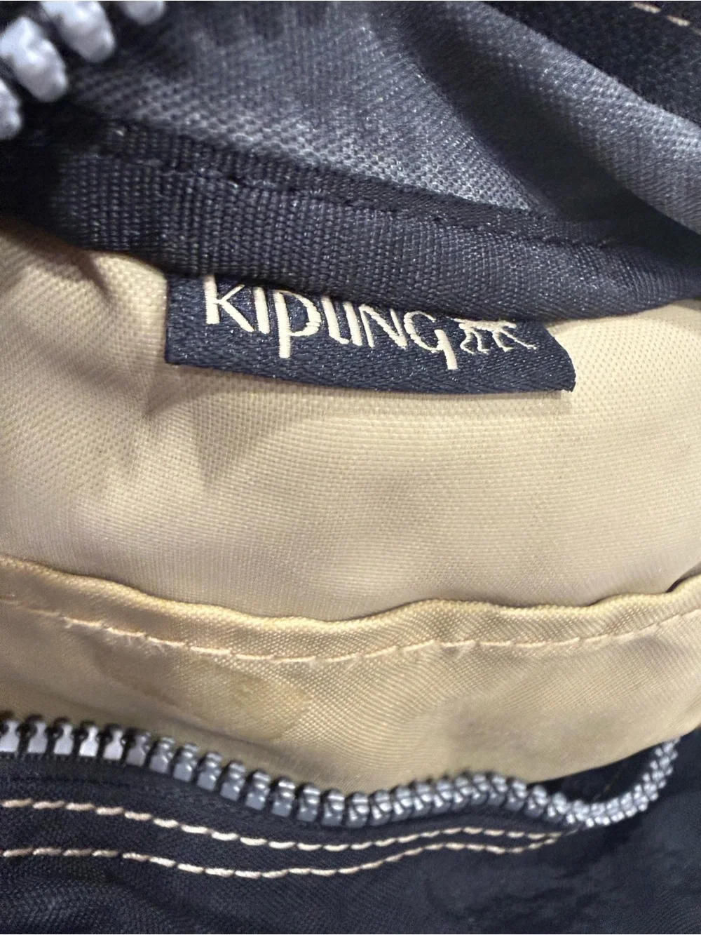 Kipling Black Canvas Mini Backpack with Monkey Charm